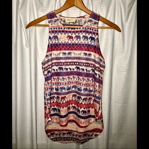 Ginger G Elephant Print Tribal Pattern Tank Top